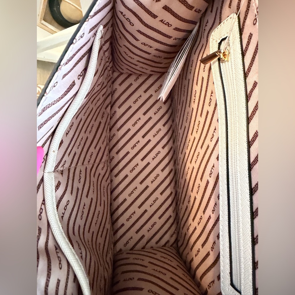 ALDO Cream and Purple Satchel with Gold Accents - Picture 13 of 15